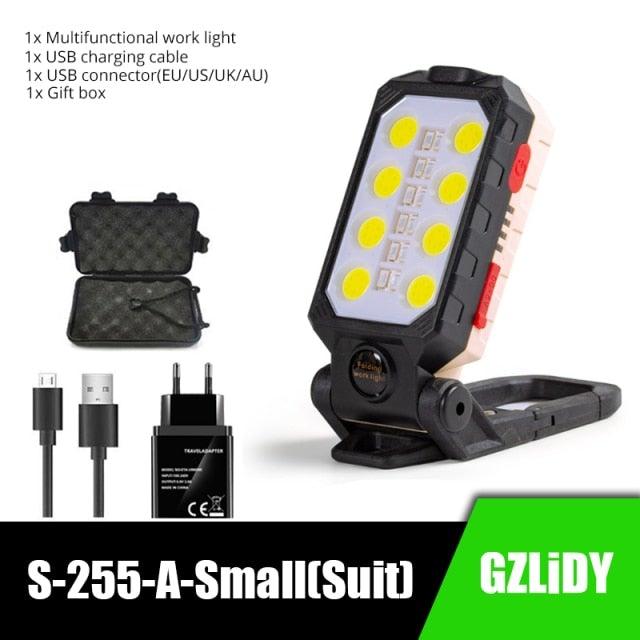 Rechargeable Adjustable USB LED Portable Charger Battery High Capacity with Digital Display LCD Screen Waterproof Flashlight COB Work Light For Repairing Outdoor Camping Stevvex