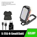 Rechargeable Adjustable USB LED Portable Charger Battery High Capacity with Digital Display LCD Screen Waterproof Flashlight COB Work Light For Repairing Outdoor Camping Stevvex