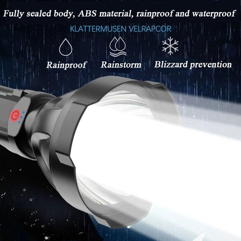 Rechargeable Adjustable USB LED Portable Rotary High Lumen Zoombale Super Strong Flashlight  Ultra-bright For Long-range  Outdoor  Camping Fishing Hiking Riding Walking Jogging Flashlight Stevvex