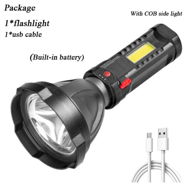 Rechargeable Adjustable USB LED Portable Rotary High Lumen Zoombale Super Strong Flashlight  Ultra-bright For Long-range  Outdoor  Camping Fishing Hiking Riding Walking Jogging Flashlight Stevvex