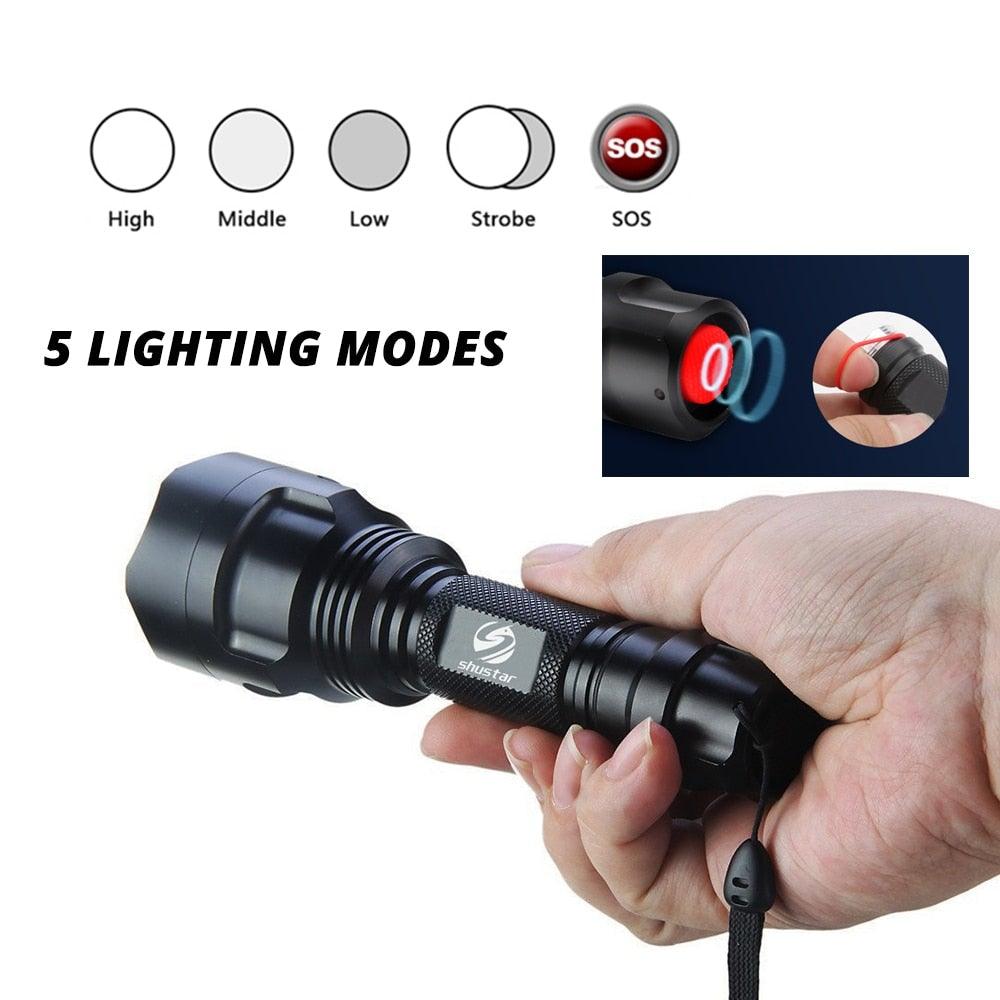 Rechargeable Adjustable Zoomable Waterproof LED Flashlight Super bright LED Tactical Torch Flashlight For Night Riding Camping Hiking Hunting & Indoor Activities Stevvex