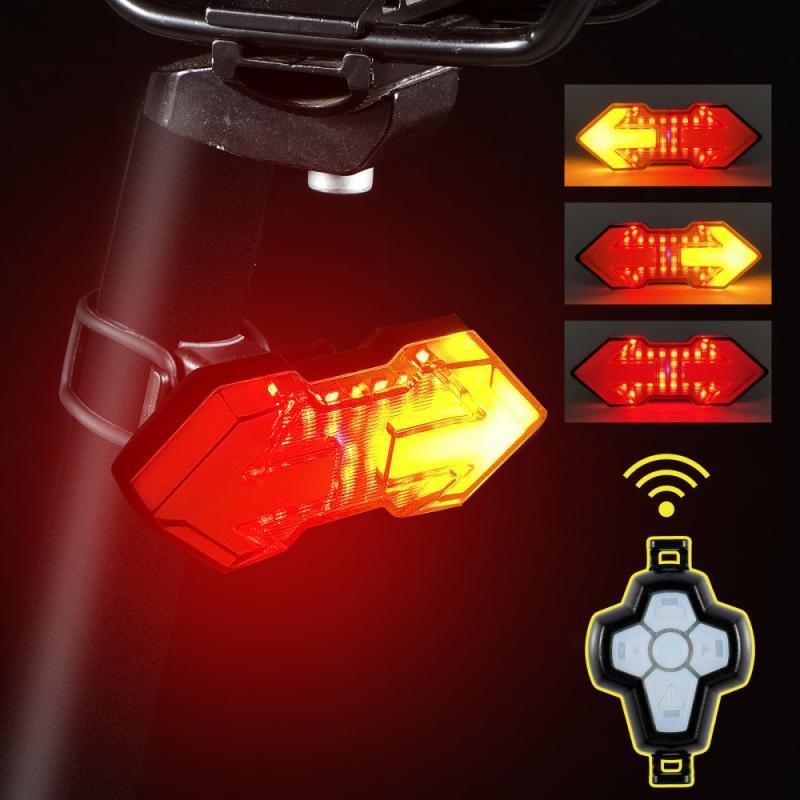 Rechargeable Bike Tail Light Turn Signals Wireless Remote Control Mountain Smart Bike Taillight Waterproof Bicycle Flashing Ultra Bright Bike Light USB LED Bicycle Rear Light Waterproof Light 5 Light Mode Headlights Stevvex