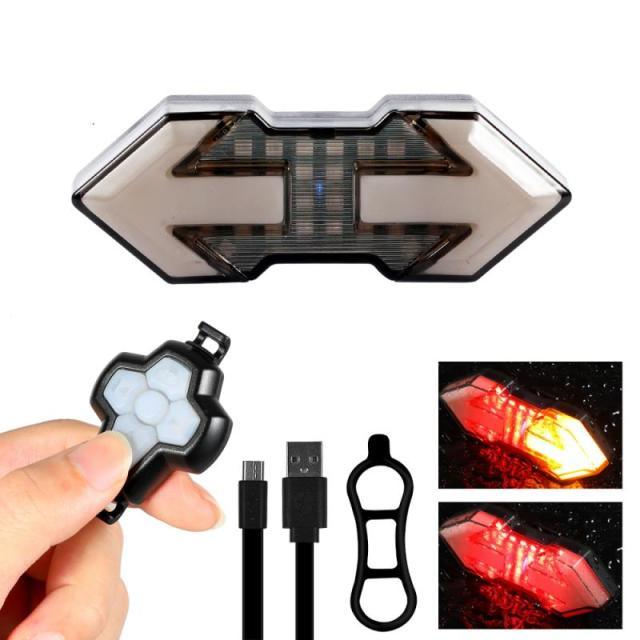 Rechargeable Bike Tail Light Turn Signals Wireless Remote Control Mountain Smart Bike Taillight Waterproof Bicycle Flashing Ultra Bright Bike Light USB LED Bicycle Rear Light Waterproof Light 5 Light Mode Headlights Stevvex