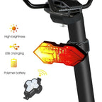 Rechargeable Bike Tail Light Turn Signals Wireless Remote Control Mountain Smart Bike Taillight Waterproof Bicycle Flashing Ultra Bright Bike Light USB LED Bicycle Rear Light Waterproof Light 5 Light Mode Headlights Stevvex