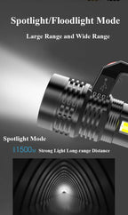 Rechargeable Handheld Flashlights Waterproof  3 Switch Mode Powerful High Lumens Spotlight Fashlight High Power Portable LED Waterproof Outdoor Long Lasting Spot Light Flashlight For Home & Outdoor Use Stevvex