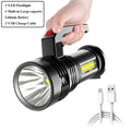 Rechargeable Handheld Flashlights Waterproof  3 Switch Mode Powerful High Lumens Spotlight Fashlight High Power Portable LED Waterproof Outdoor Long Lasting Spot Light Flashlight For Home & Outdoor Use Stevvex