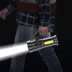 Rechargeable Handheld Flashlights Waterproof  3 Switch Mode Powerful High Lumens Spotlight Fashlight High Power Portable LED Waterproof Outdoor Long Lasting Spot Light Flashlight For Home & Outdoor Use Stevvex