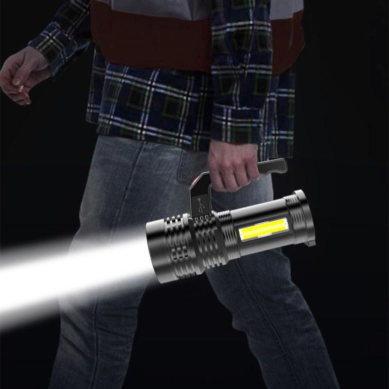Rechargeable Handheld Flashlights Waterproof  3 Switch Mode Powerful High Lumens Spotlight Fashlight High Power Portable LED Waterproof Outdoor Long Lasting Spot Light Flashlight For Home & Outdoor Use Stevvex