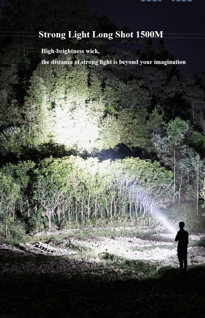 Rechargeable Handheld Flashlights Waterproof  3 Switch Mode Powerful High Lumens Spotlight Fashlight High Power Portable LED Waterproof Outdoor Long Lasting Spot Light Flashlight For Home & Outdoor Use Stevvex