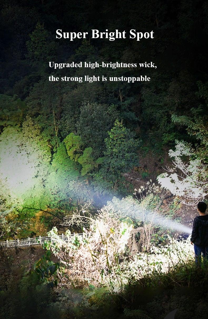 Rechargeable Handheld Flashlights Waterproof  3 Switch Mode Powerful High Lumens Spotlight Fashlight High Power Portable LED Waterproof Outdoor Long Lasting Spot Light Flashlight For Home & Outdoor Use Stevvex