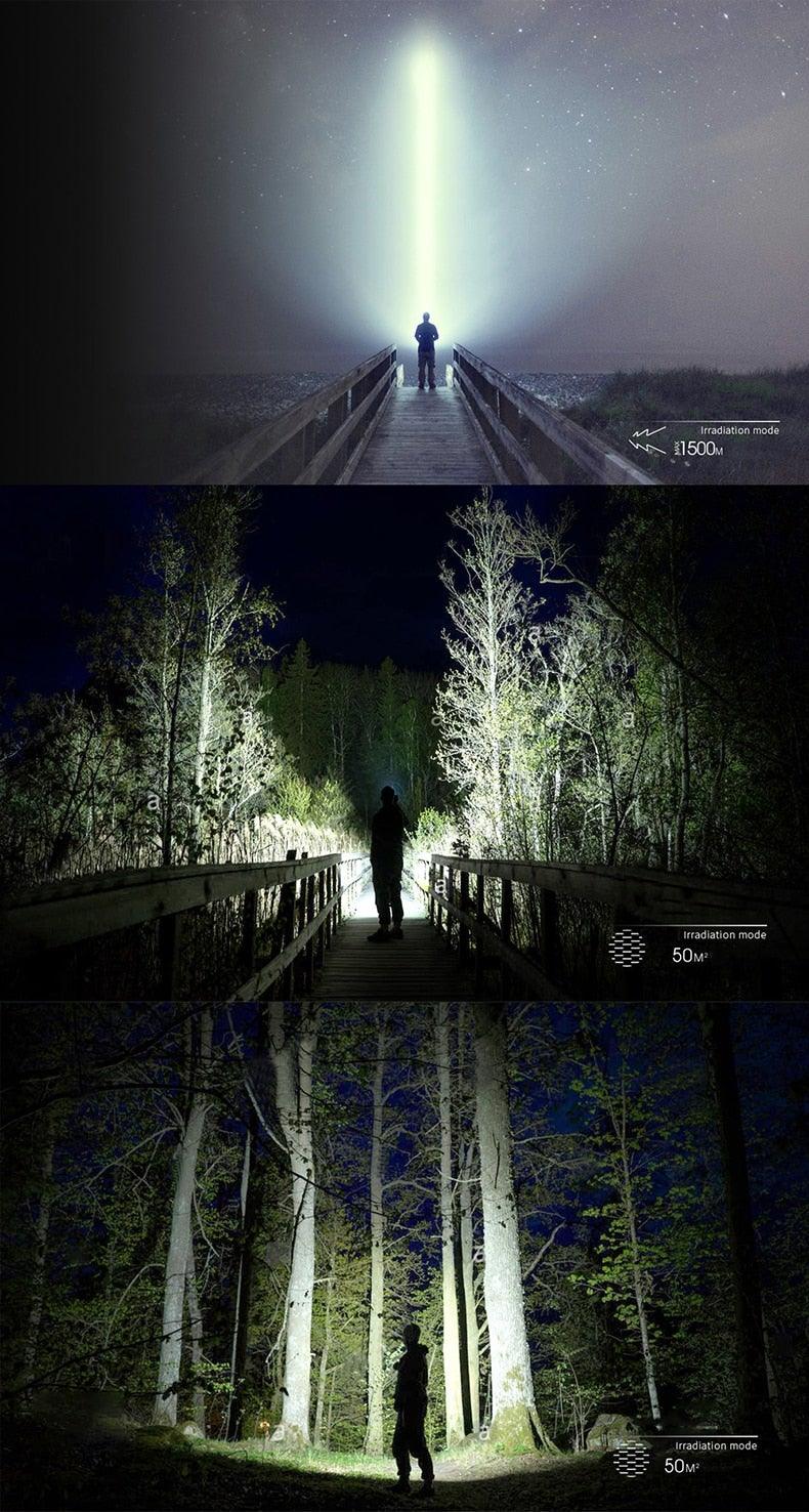Rechargeable Handheld Flashlights Waterproof  3 Switch Mode Powerful High Lumens Spotlight Fashlight High Power Portable LED Waterproof Outdoor Long Lasting Spot Light Flashlight For Home & Outdoor Use Stevvex