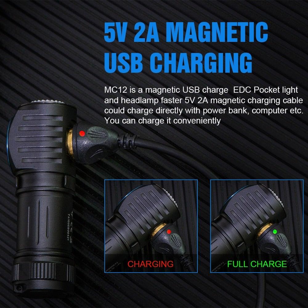 Rechargeable High Lumen Super Bright Powerful LED CREE XP-L HI  Flashlight Magnetic Water & Impact Resistant Handheld Flashlights  For Outdoor Camping Hiking Riding Stevvex