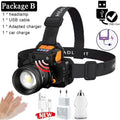 Rechargeable High Lumens Work Headlight Ultra Bright Headlamp LED Headlight Sensor Powerful  Head Lamp Waterproof Flashlight For Adults Running Hiking Camping Fishing Stevvex