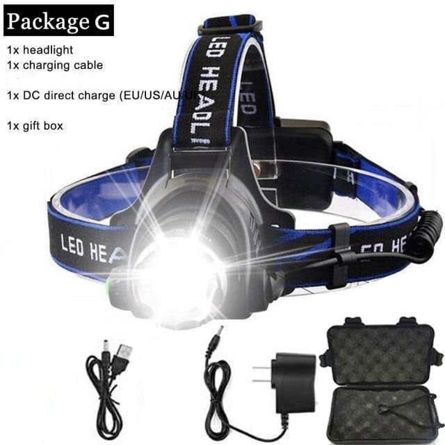 Rechargeable High Lumens Work Headlight Ultra Bright Headlamp LED Headlight Sensor Powerful  Head Lamp Waterproof Flashlight For Adults Running Hiking Camping Fishing Stevvex