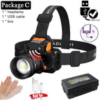 Rechargeable High Lumens Work Headlight Ultra Bright Headlamp LED Headlight Sensor Powerful  Head Lamp Waterproof Flashlight For Adults Running Hiking Camping Fishing Stevvex