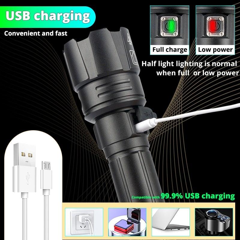 Rechargeable LED Flashlight High Lumen USB Ultra Bright Adjustable Powerful Zoomable Flashlight Water Resistant For  Daily Household and Outdoor Camping Hiking Riding Running Stevvex