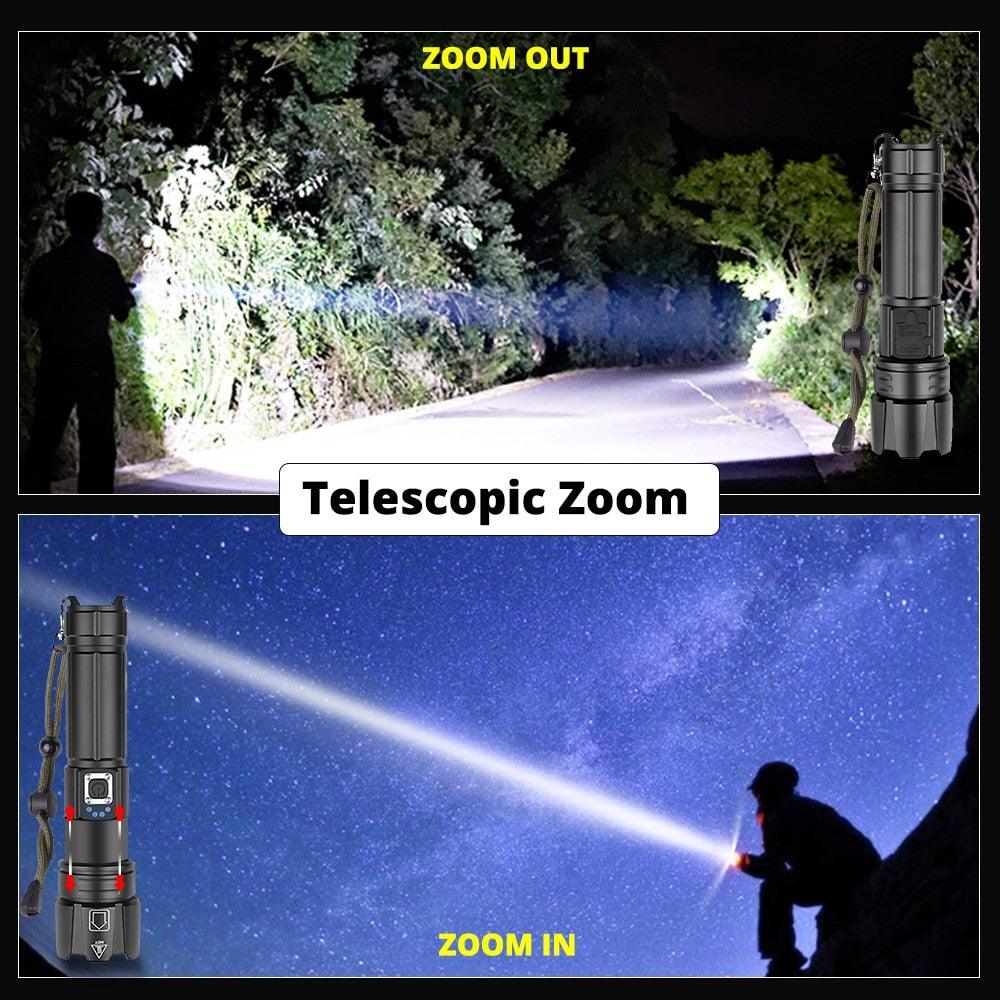 Rechargeable LED Flashlight High Lumen USB Ultra Bright Adjustable Powerful Zoomable Flashlight Water Resistant For  Daily Household and Outdoor Camping Hiking Riding Running Stevvex