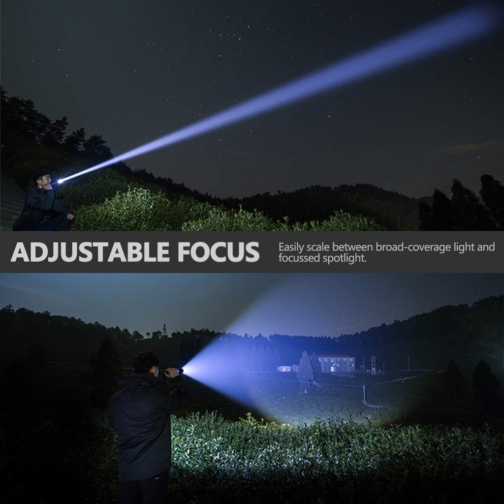 Rechargeable LED Flashlight High Lumen USB Ultra Bright Adjustable Powerful Zoomable Flashlight Water Resistant For  Daily Household and Outdoor Camping Hiking Riding Running Stevvex