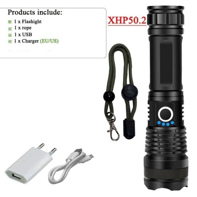 Rechargeable LED Flashlights High Lumens Waterproof Zoomable Super Bright Tactical Flashlight Powerful  USB LED CREE Flashlight  Hand Lamp For Hiking Camping Household Outdoor Sport Stevvex