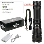 Rechargeable LED Flashlights High Lumens Waterproof Zoomable Super Bright Tactical Flashlight Powerful  USB LED CREE Flashlight  Hand Lamp For Hiking Camping Household Outdoor Sport Stevvex