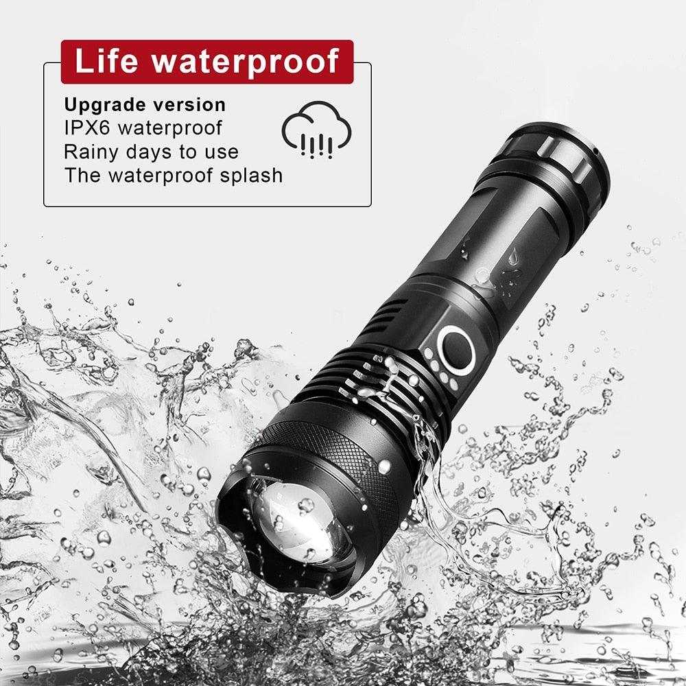 Rechargeable LED Flashlights High Lumens Waterproof Zoomable Super Bright Tactical Flashlight Powerful  USB LED CREE Flashlight  Hand Lamp For Hiking Camping Household Outdoor Sport Stevvex
