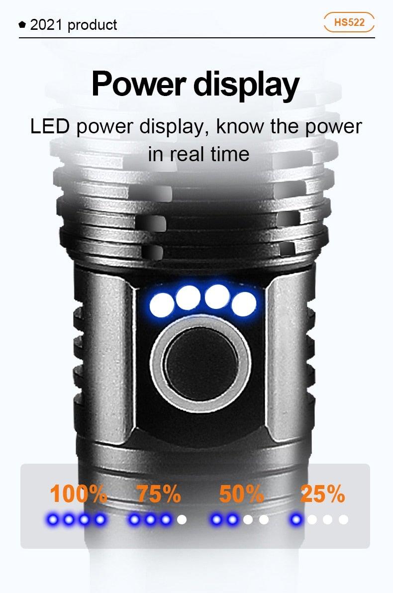 Rechargeable LED Flashlights High Lumens Waterproof Zoomable Super Bright Tactical Flashlight Powerful  USB LED CREE Flashlight  Hand Lamp For Hiking Camping Household Outdoor Sport Stevvex