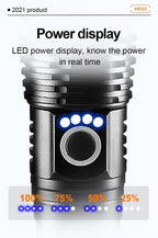Rechargeable LED Flashlights High Lumens Waterproof Zoomable Super Bright Tactical Flashlight Powerful  USB LED CREE Flashlight  Hand Lamp For Hiking Camping Household Outdoor Sport Stevvex
