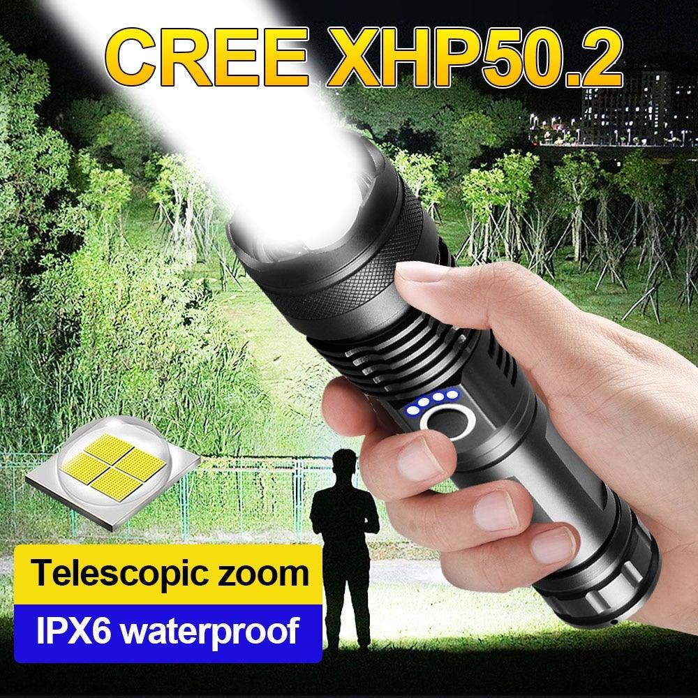 Rechargeable LED Flashlights High Lumens Waterproof Zoomable Super Bright Tactical Flashlight Powerful  USB LED CREE Flashlight  Hand Lamp For Hiking Camping Household Outdoor Sport Stevvex