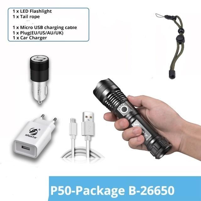 Rechargeable LED Flashlights Waterproof Hnadheld Super Bright High Lumens  Zoomable Powerful Lamp Bead Flashlight Torch For Outdoor & Indoor Camping Running Fishing Hiking Lamp Stevvex