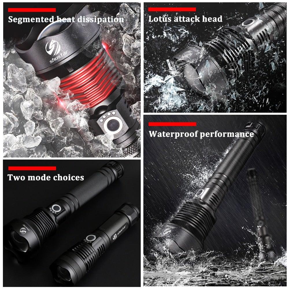 Rechargeable LED Flashlights Waterproof Hnadheld Super Bright High Lumens  Zoomable Powerful Lamp Bead Flashlight Torch For Outdoor & Indoor Camping Running Fishing Hiking Lamp Stevvex