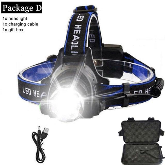 Rechargeable LED  Headlamps Ultra-bright High lumens Zoomable Waterproof LED Headlight Head Torch Flashlight Head Lamp For Fishing  Hands-Free Headlight Stevvex