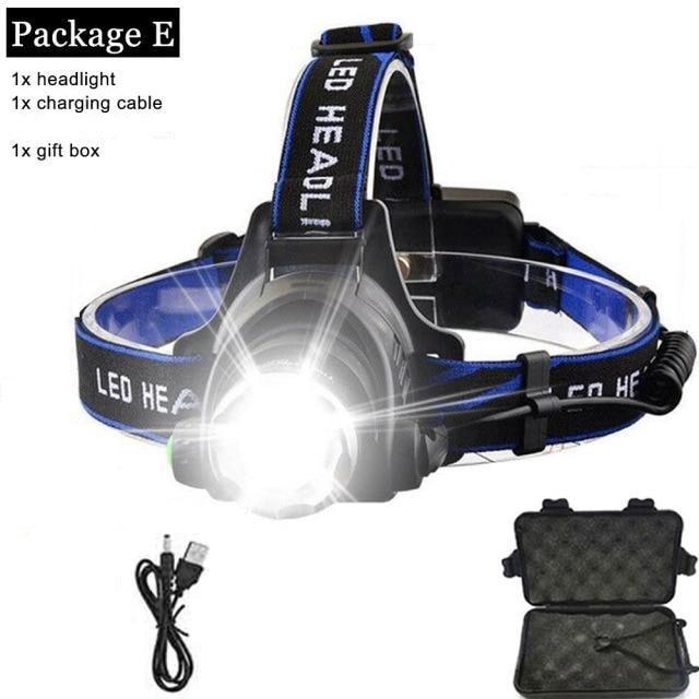 Rechargeable LED  Headlamps Ultra-bright High lumens Zoomable Waterproof LED Headlight Head Torch Flashlight Head Lamp For Fishing  Hands-Free Headlight Stevvex