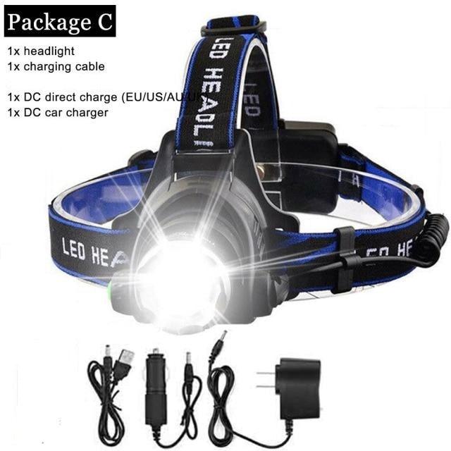 Rechargeable LED  Headlamps Ultra-bright High lumens Zoomable Waterproof LED Headlight Head Torch Flashlight Head Lamp For Fishing  Hands-Free Headlight Stevvex