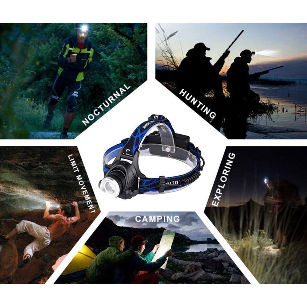 Rechargeable LED  Headlamps Ultra-bright High lumens Zoomable Waterproof LED Headlight Head Torch Flashlight Head Lamp For Fishing  Hands-Free Headlight Stevvex