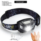 Rechargeable LED Powerfull Headlamp Flashlight USB Waterproof Headlamp Motion Body Sensor Headlight For Adults & Kids Camping Flashlight Outdoors Camping Running Biking Fishing Stevvex