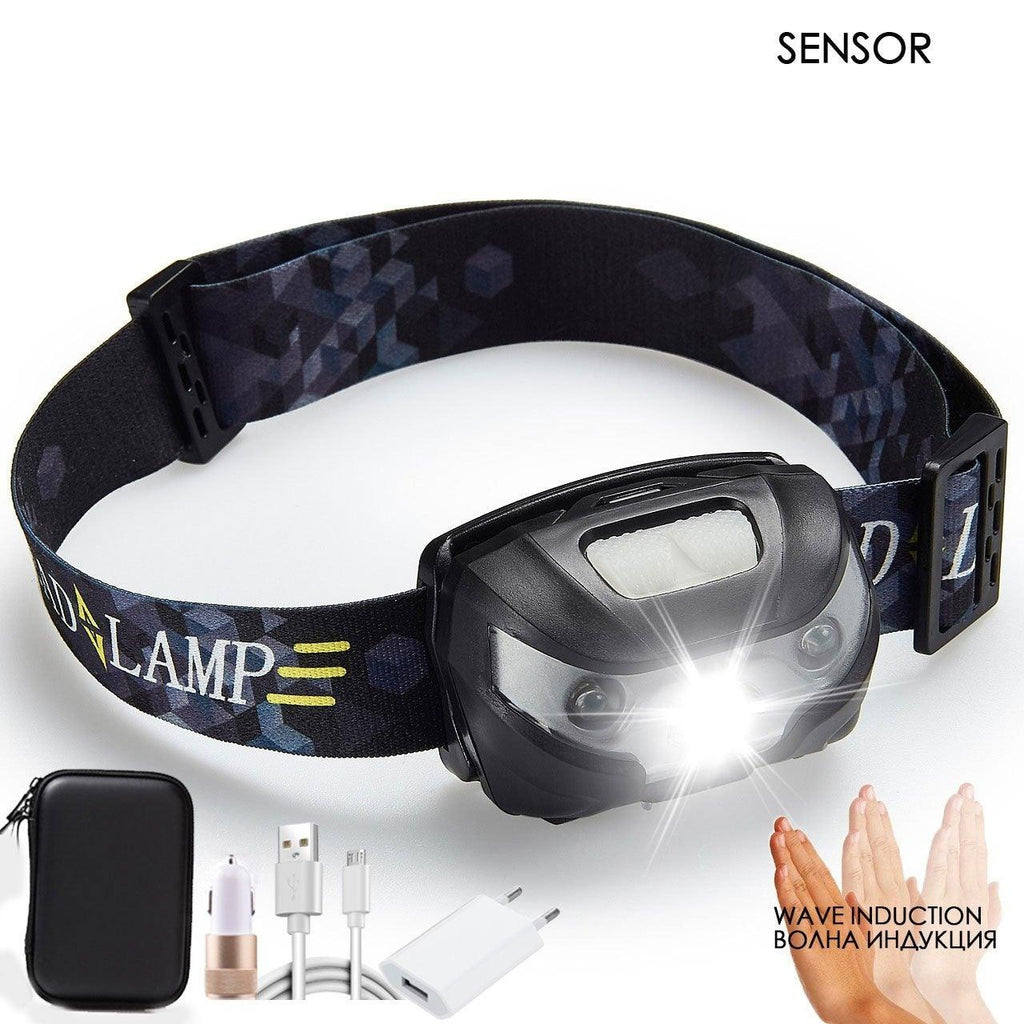 Rechargeable LED Powerfull Headlamp Flashlight USB Waterproof Headlamp Motion Body Sensor Headlight For Adults & Kids Camping Flashlight Outdoors Camping Running Biking Fishing Stevvex