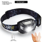 Rechargeable LED Powerfull Headlamp Flashlight USB Waterproof Headlamp Motion Body Sensor Headlight For Adults & Kids Camping Flashlight Outdoors Camping Running Biking Fishing Stevvex