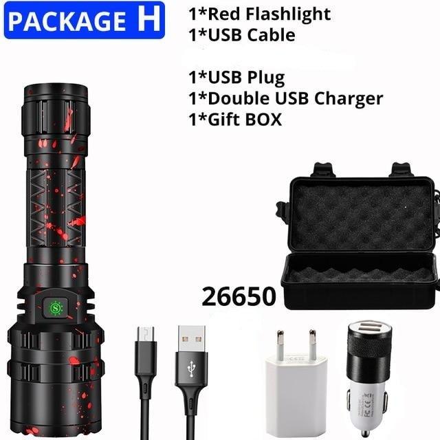 Rechargeable  LED Tactical Flashlights Waterproof Powerful High Lumen Super  Bright Power LED Aluminum Flashlight For Hiking Outdoor Camping Fishing Jogging Running HouseholdPowerful Light Stevvex