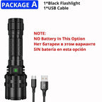 Rechargeable  LED Tactical Flashlights Waterproof Powerful High Lumen Super  Bright Power LED Aluminum Flashlight For Hiking Outdoor Camping Fishing Jogging Running HouseholdPowerful Light Stevvex