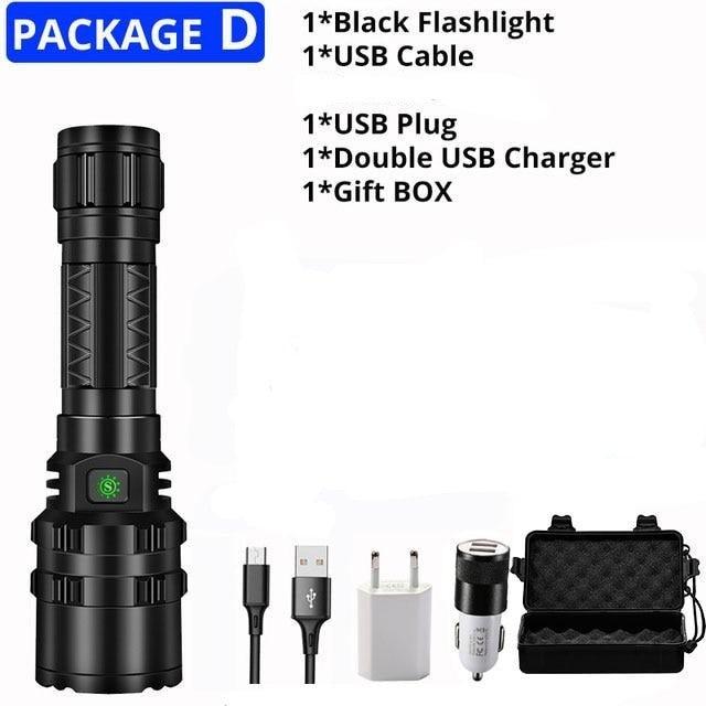Rechargeable  LED Tactical Flashlights Waterproof Powerful High Lumen Super  Bright Power LED Aluminum Flashlight For Hiking Outdoor Camping Fishing Jogging Running HouseholdPowerful Light Stevvex