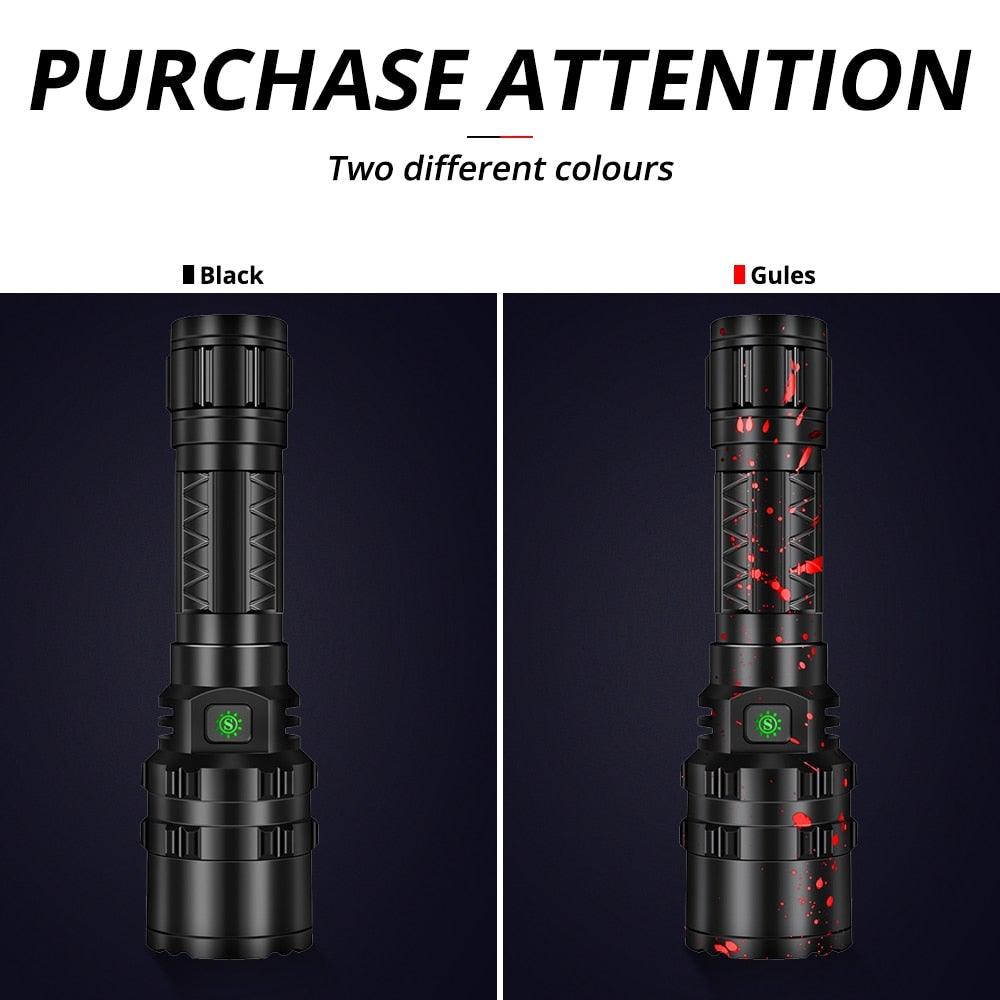 Rechargeable  LED Tactical Flashlights Waterproof Powerful High Lumen Super  Bright Power LED Aluminum Flashlight For Hiking Outdoor Camping Fishing Jogging Running HouseholdPowerful Light Stevvex