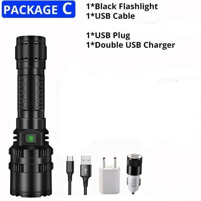Rechargeable  LED Tactical Flashlights Waterproof Powerful High Lumen Super  Bright Power LED Aluminum Flashlight For Hiking Outdoor Camping Fishing Jogging Running HouseholdPowerful Light Stevvex