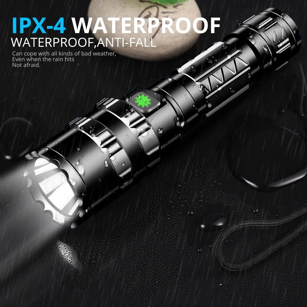 Rechargeable  LED Tactical Flashlights Waterproof Powerful High Lumen Super  Bright Power LED Aluminum Flashlight For Hiking Outdoor Camping Fishing Jogging Running HouseholdPowerful Light Stevvex