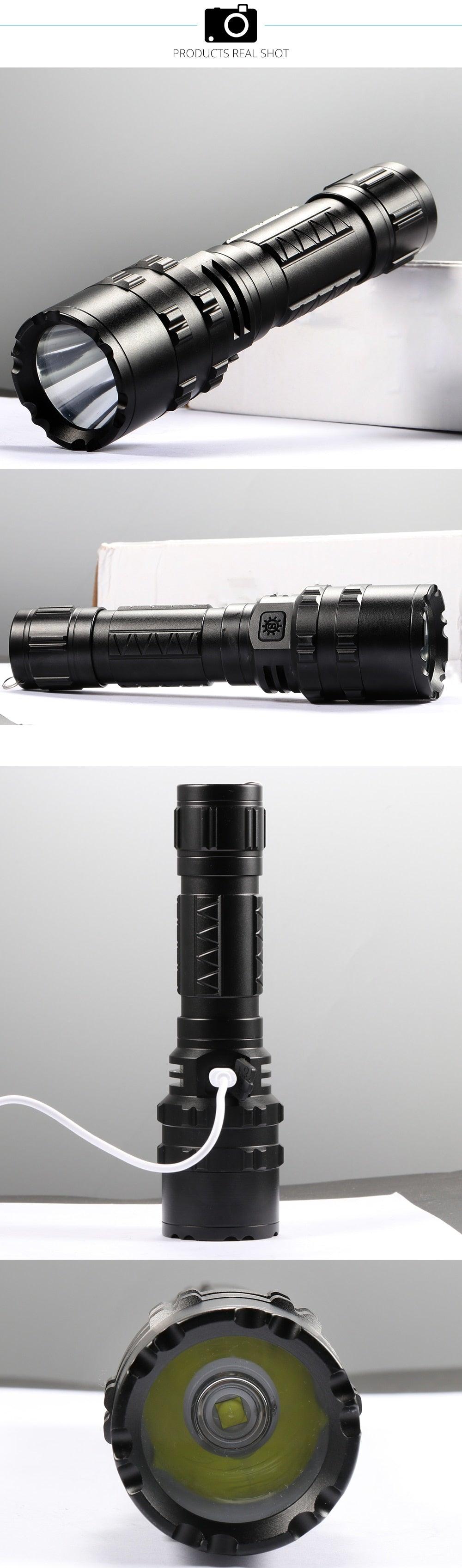 Rechargeable  LED Tactical Flashlights Waterproof Powerful High Lumen Super  Bright Power LED Aluminum Flashlight For Hiking Outdoor Camping Fishing Jogging Running HouseholdPowerful Light Stevvex