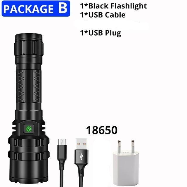 Rechargeable  LED Tactical Flashlights Waterproof Powerful High Lumen Super  Bright Power LED Aluminum Flashlight For Hiking Outdoor Camping Fishing Jogging Running HouseholdPowerful Light Stevvex