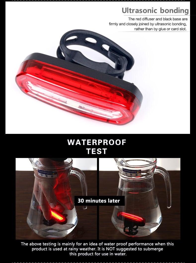 Rechargeable LED USB Mountain Bike Tail Light Taillight Safety Warning Bicycle Rear Light Bicycle Lamp Red High Intensity Rear LED Accessories Fits On Any Road Bikes Helmets Stevvex
