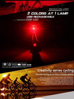 Rechargeable LED USB Mountain Bike Tail Light Taillight Safety Warning Bicycle Rear Light Bicycle Lamp Red High Intensity Rear LED Accessories Fits On Any Road Bikes Helmets Stevvex