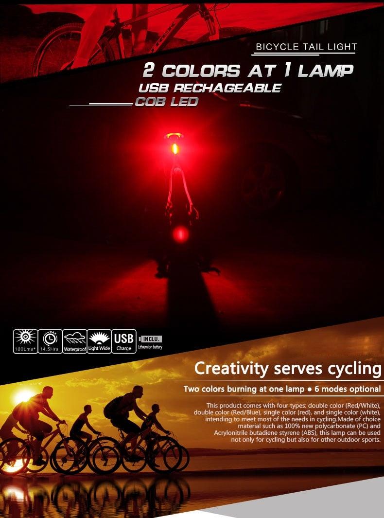 Rechargeable LED USB Mountain Bike Tail Light Taillight Safety Warning Bicycle Rear Light Bicycle Lamp Red High Intensity Rear LED Accessories Fits On Any Road Bikes Helmets Stevvex