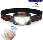 Rechargeable Powerful USB LED High Lumen Headlamp Ultra-Light Bright Headlight Waterproof Sensor Head Light  For Outdoors Camping Running Hiking Biking Fishing Stevvex