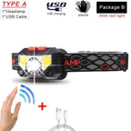 Rechargeable Powerful USB LED High Lumen Headlamp Ultra-Light Bright Headlight Waterproof Sensor Head Light  For Outdoors Camping Running Hiking Biking Fishing Stevvex